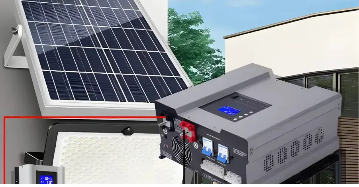 Hybrid solar inverter connected with solar panels for home and business power solutions in Pakistan